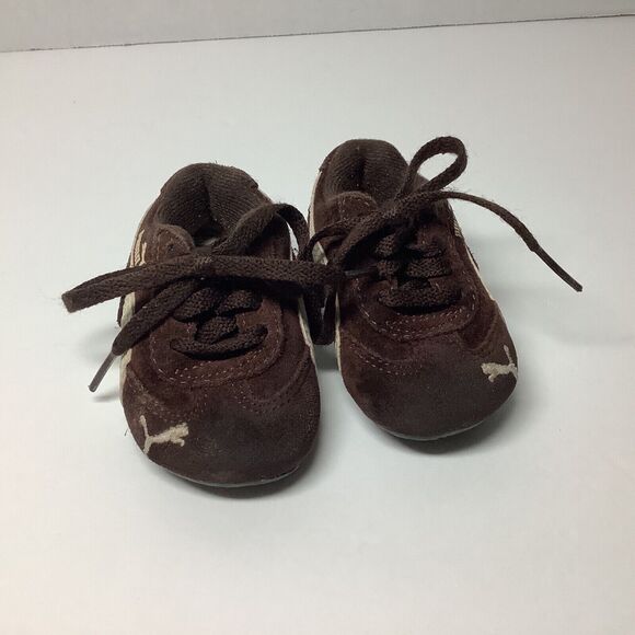 PUMA Baby Toddler Size 3 Shoes Brown Suede Leather Boys Sneakers - Picture 3 of 5